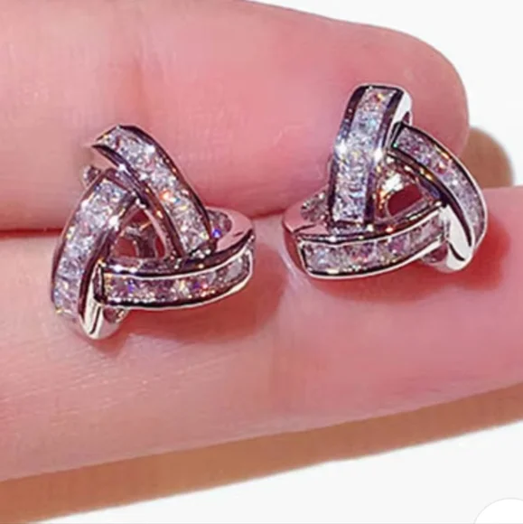 Sterling silver diamond earrings - Picture 6 of 7